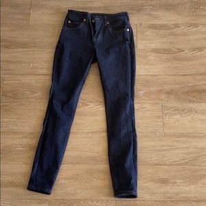 Raw denim skinny jeans mid rise